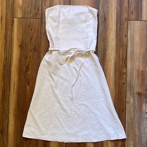 Women's Theory Shell White Linen Strapless Dress Size 2/4